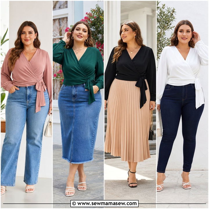 20 Plus Size Wrap Blouse Outfit Ideas for Polished Everyday Style