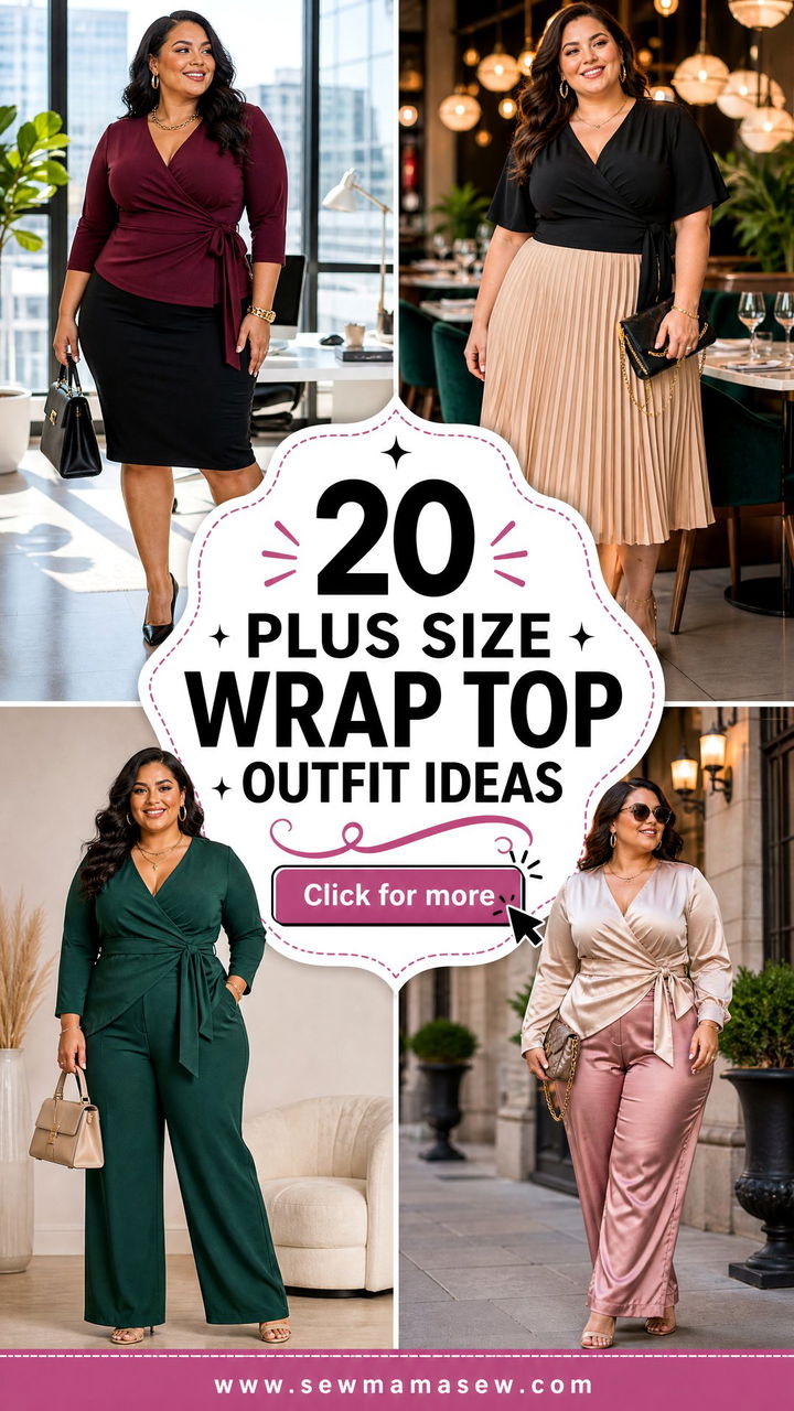 20 Plus Size Wrap Top Outfit Ideas for Flattering Style - 20 Plus Size Wrap Top Outfit Ideas for Flattering Style