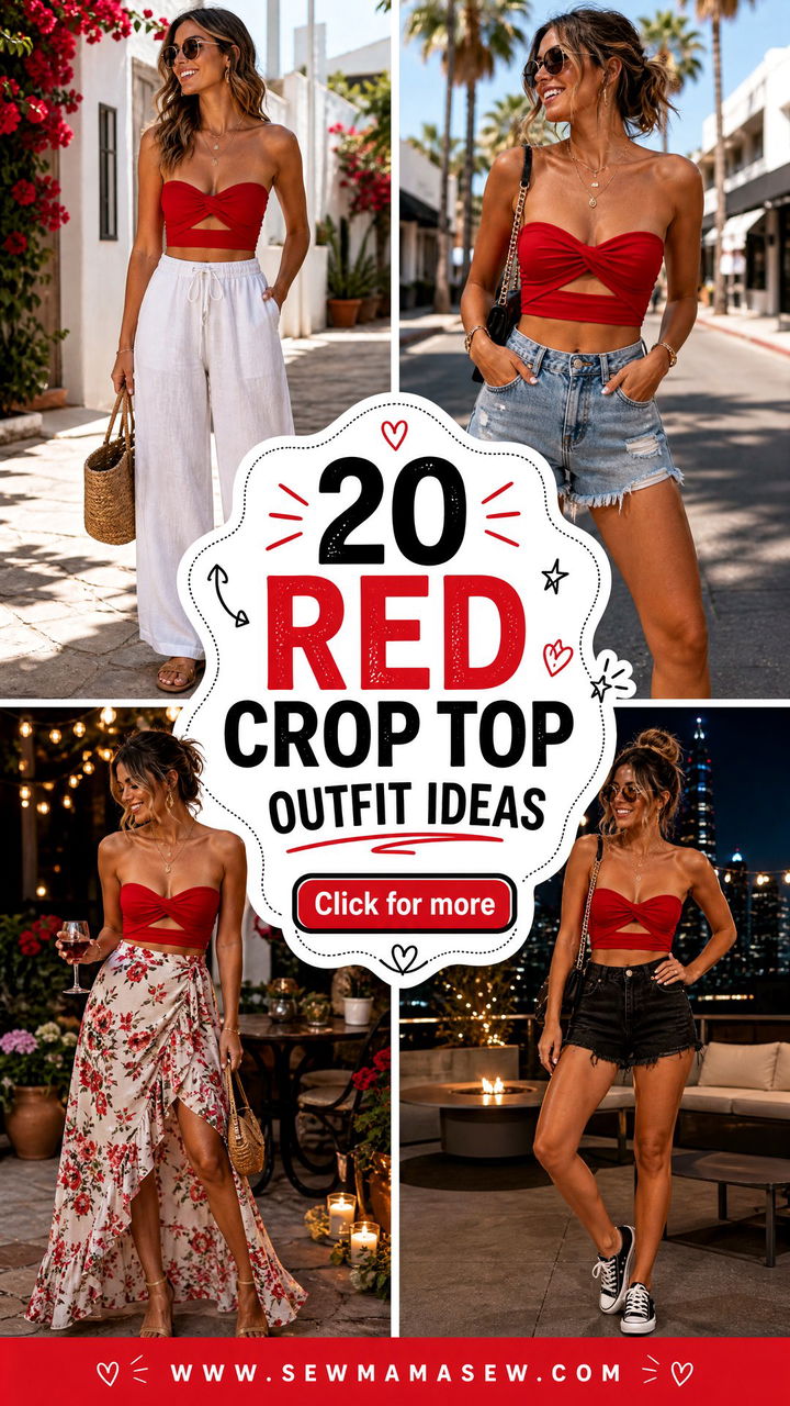 20 Red Crop Top Outfit Ideas for Bold Chic Date-Night Style - 20 Red Crop Top Outfit Ideas for Bold, Chic Date-Night Style