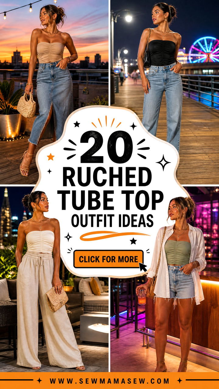 20 Ruched Tube Top Outfit Ideas for Bold Hot Summer Nights - 20 Ruched Tube Top Outfit Ideas for Bold, Hot Summer Nights