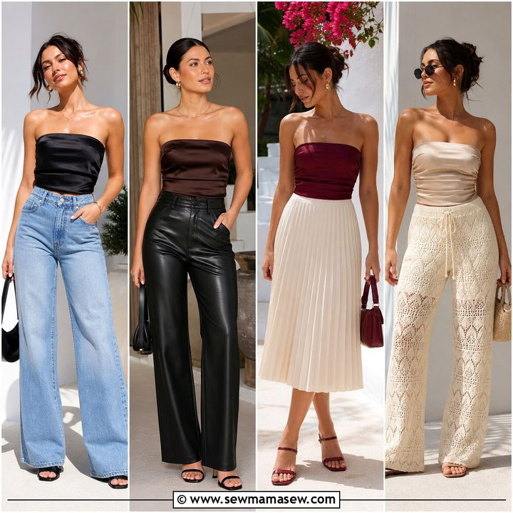 20 Satin Tube Top Outfit Ideas for Chic Party and Date Looks