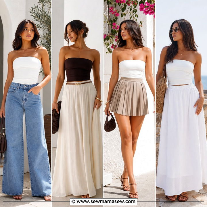 20 Strapless Top Outfit Ideas for Chic Day-to-Night Style