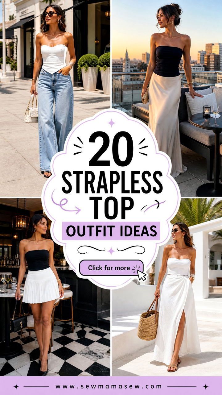 20 Strapless Top Outfit Ideas for Chic Day-to-Night Style - 20 Strapless Top Outfit Ideas for Chic Day-to-Night Style