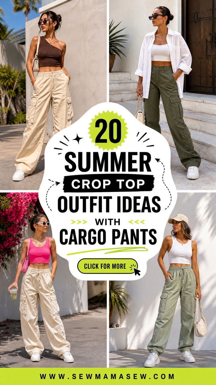 20 Summer Crop Top Outfit Ideas With Cargo Pants to Try - 20 Summer Crop Top Outfit Ideas With Cargo Pants to Try