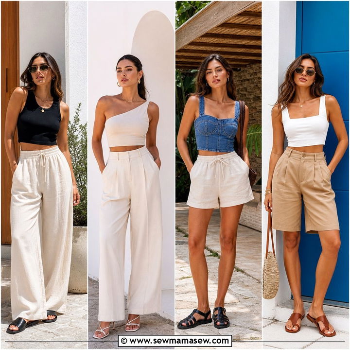 20 Summer Crop Top Outfit Ideas With Sandals for Beach Days