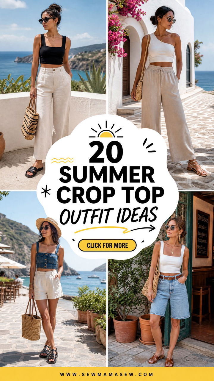 20 Summer Crop Top Outfit Ideas With Sandals for Beach Days - 20 Summer Crop Top Outfit Ideas With Sandals for Beach Days