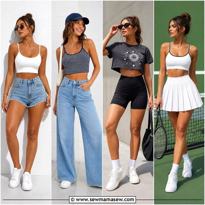 20 Summer Crop Top Outfit Ideas With Sneakers for Casual Days