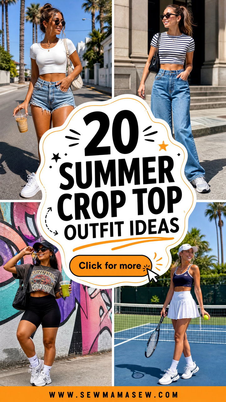 20 Summer Crop Top Outfit Ideas With Sneakers for Casual Days - 20 Summer Crop Top Outfit Ideas With Sneakers for Casual Days