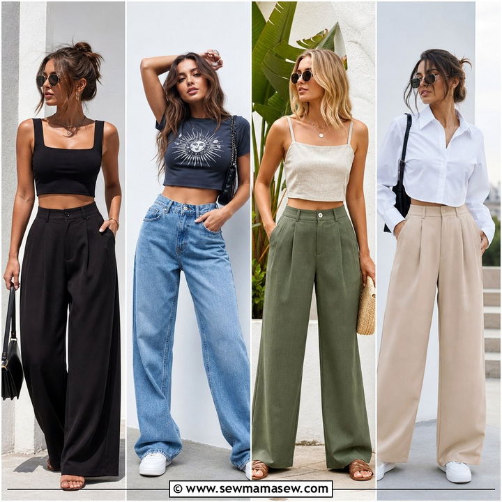 20 Summer Crop Top Outfit Ideas With Wide Leg Pants to Try
