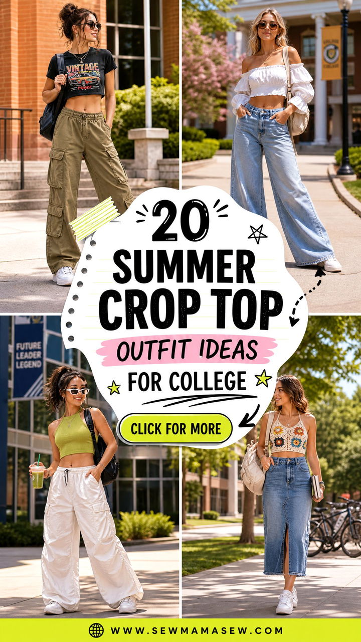 20 Summer Crop Top Outfit Ideas for College and Campus Style - 20 Summer Crop Top Outfit Ideas for College and Campus Style