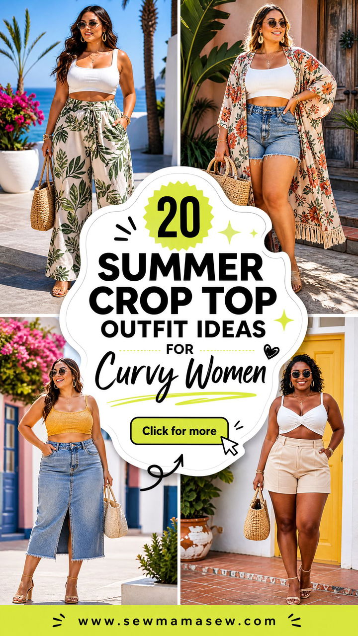 20 Summer Crop Top Outfit Ideas for Curvy Women That Flatter - 20 Summer Crop Top Outfit Ideas for Curvy Women That Flatter