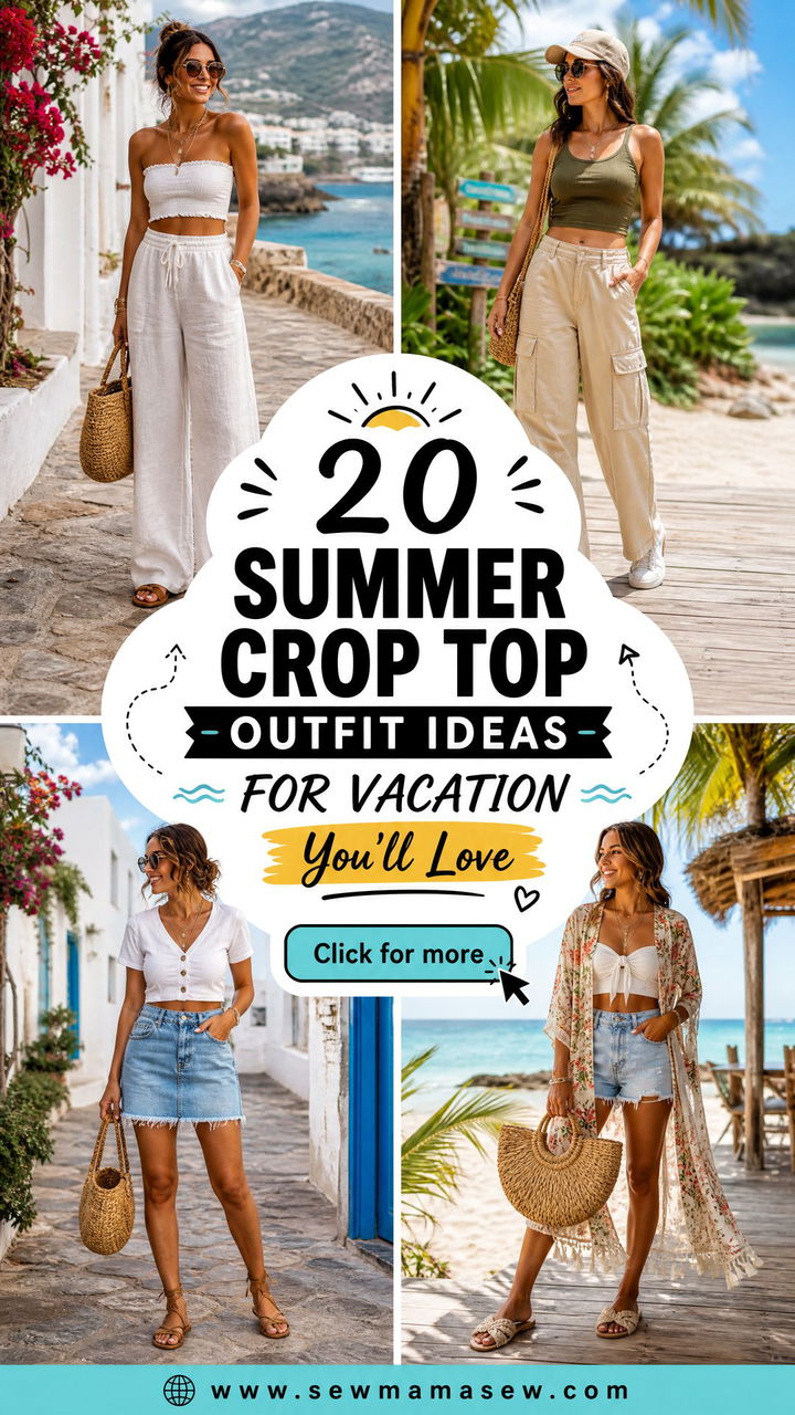 20 Summer Crop Top Outfit Ideas for Vacation Youll Love - 20 Summer Crop Top Outfit Ideas for Vacation You'll Love