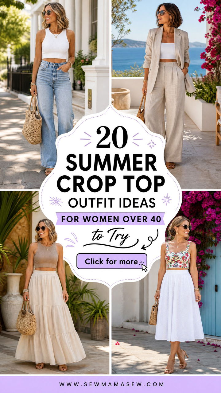 20 Summer Crop Top Outfit Ideas for Women Over 40 to Try - 20 Summer Crop Top Outfit Ideas for Women Over 40 to Try