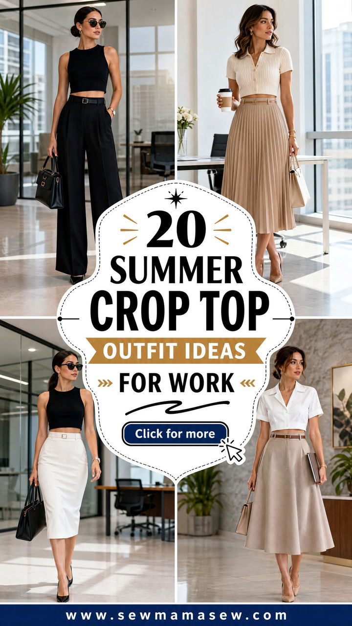 20 Summer Crop Top Outfit Ideas for Work That Look Polished - 20 Summer Crop Top Outfit Ideas for Work That Look Polished
