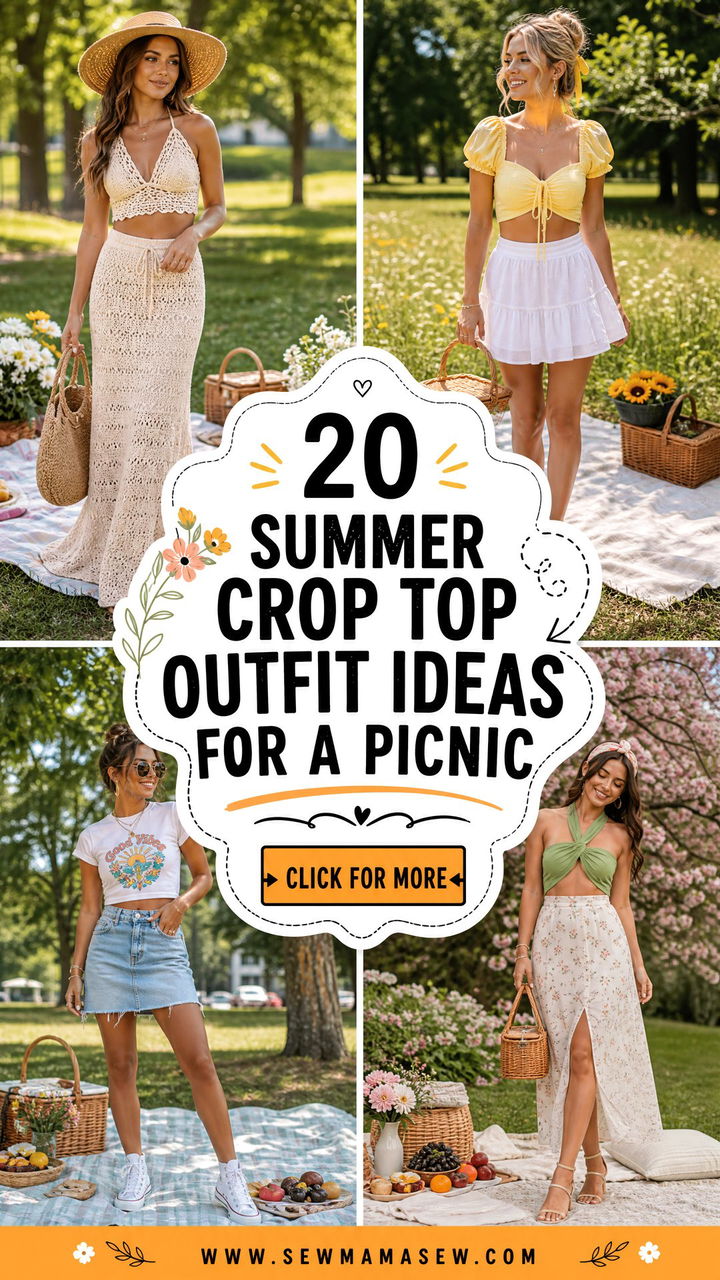20 Summer Crop Top Outfit Ideas for a Picnic Youll Love - 20 Summer Crop Top Outfit Ideas for a Picnic You'll Love