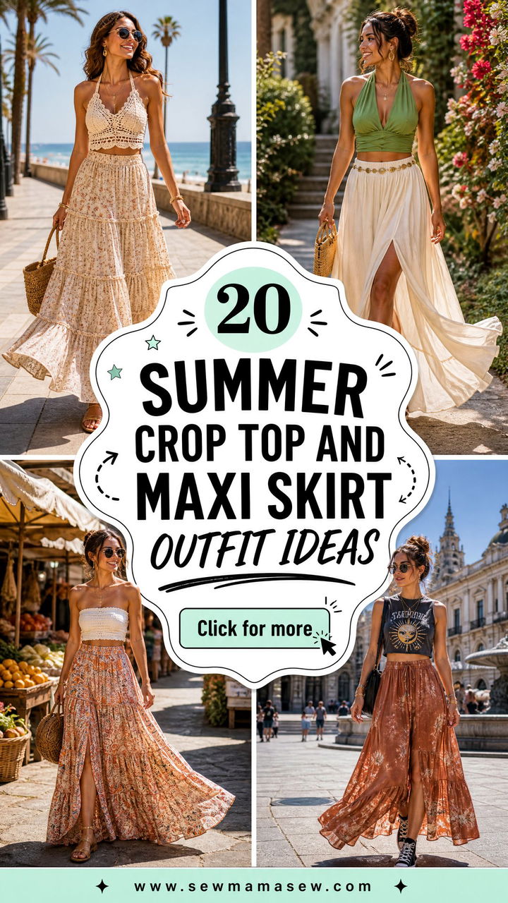 20 Summer Crop Top and Maxi Skirt Outfit Ideas to Try Now - 20 Summer Crop Top and Maxi Skirt Outfit Ideas to Try Now