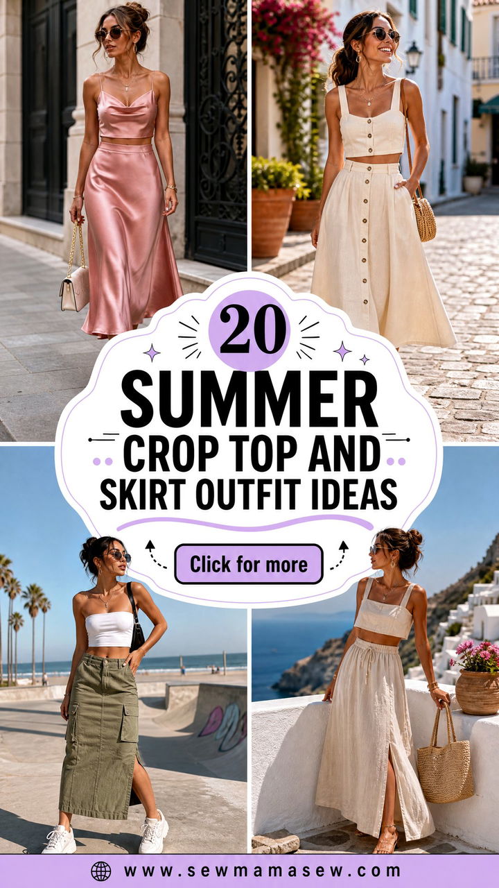 20 Summer Crop Top and Skirt Outfit Ideas for Breezy Style - 20 Summer Crop Top and Skirt Outfit Ideas for Breezy Style