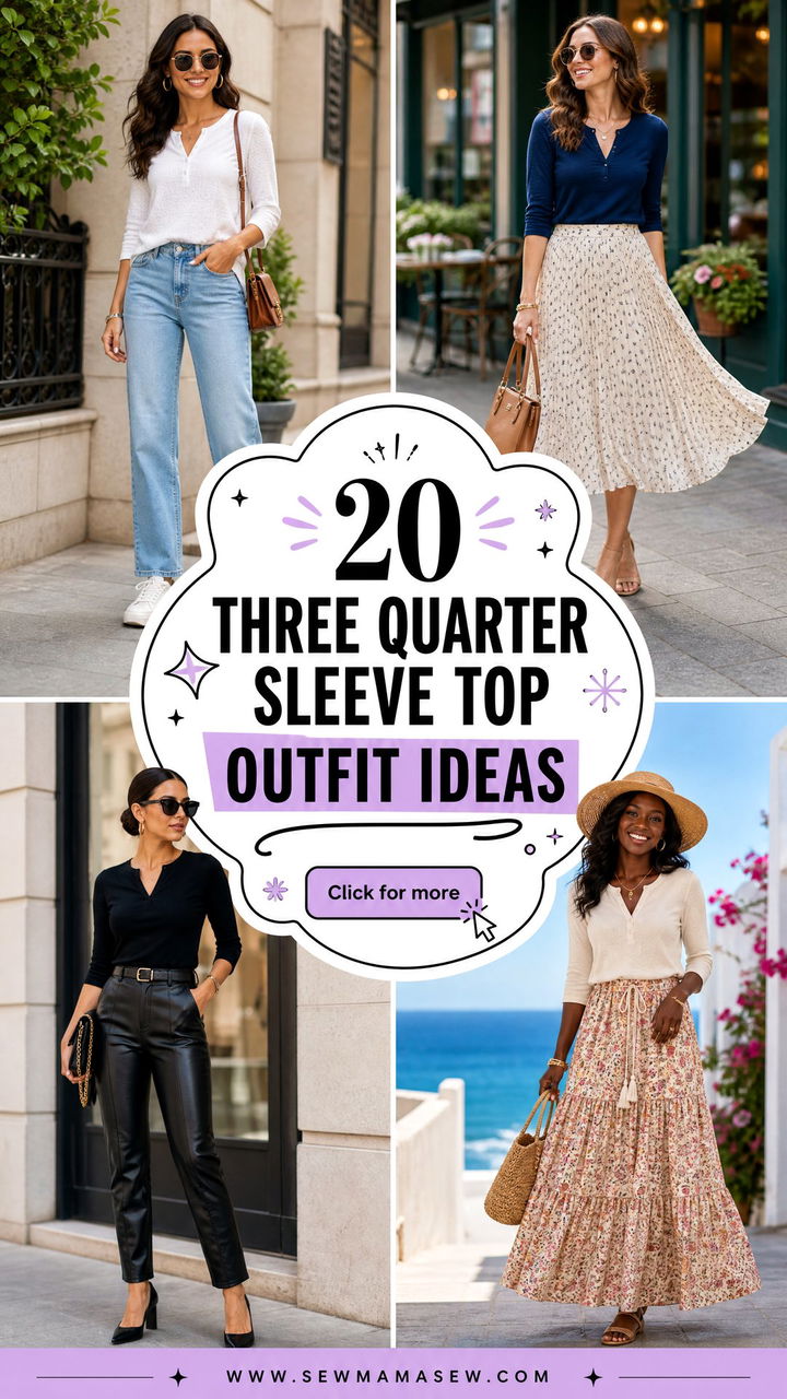 20 Three Quarter Sleeve Top Outfit Ideas for Easy Style - 20 Three Quarter Sleeve Top Outfit Ideas for Easy Style