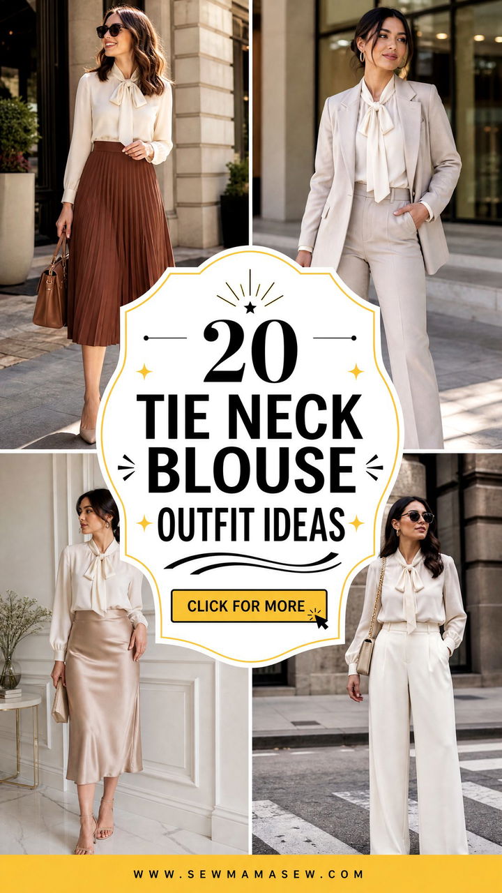 20 Tie Neck Blouse Outfit Ideas for Polished Work Style - 20 Tie Neck Blouse Outfit Ideas for Polished Work Style
