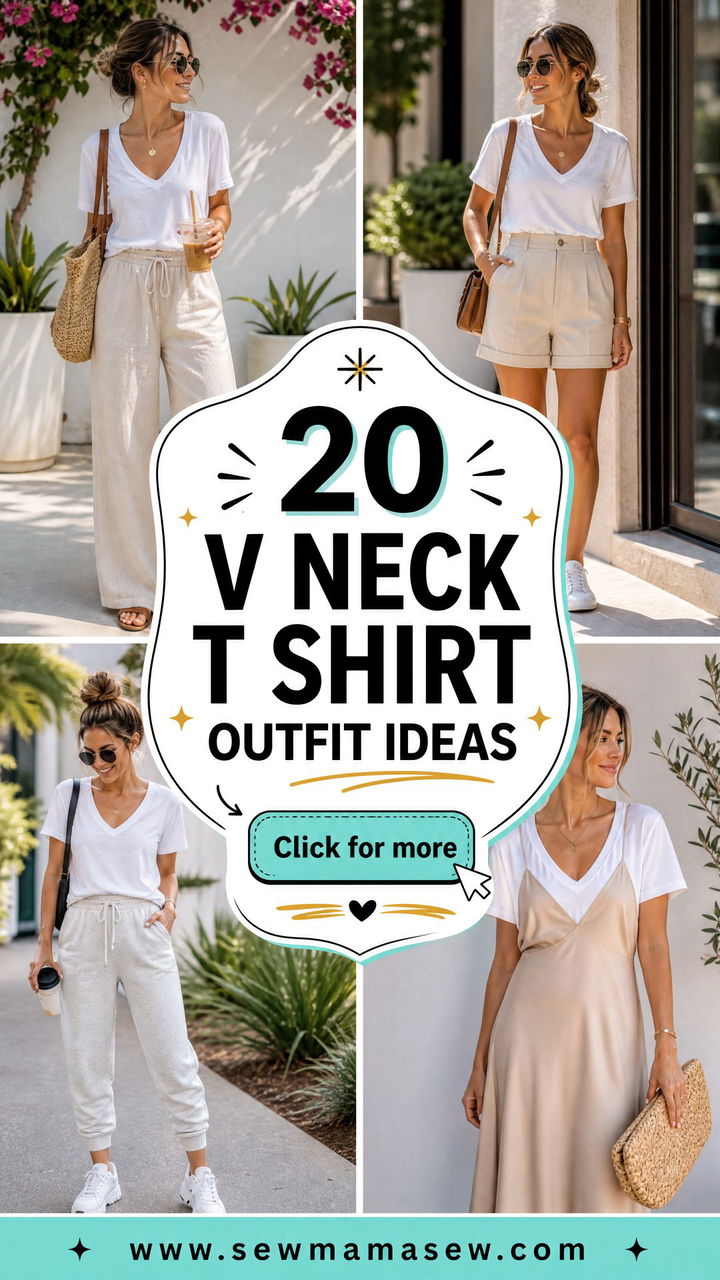 20 V Neck T Shirt Outfit Ideas for Easy Everyday Style - 20 V Neck T Shirt Outfit Ideas for Easy Everyday Style