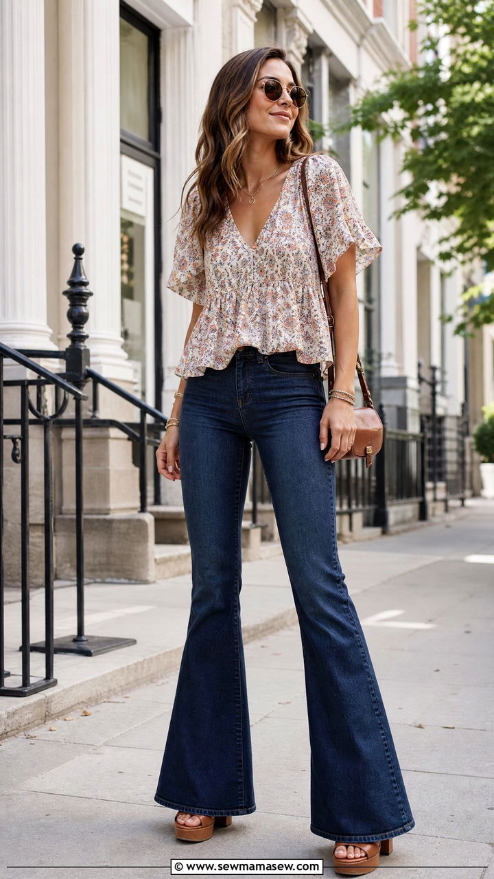 A Line Top With Flare Jeans - 20 a line top outfit ideas