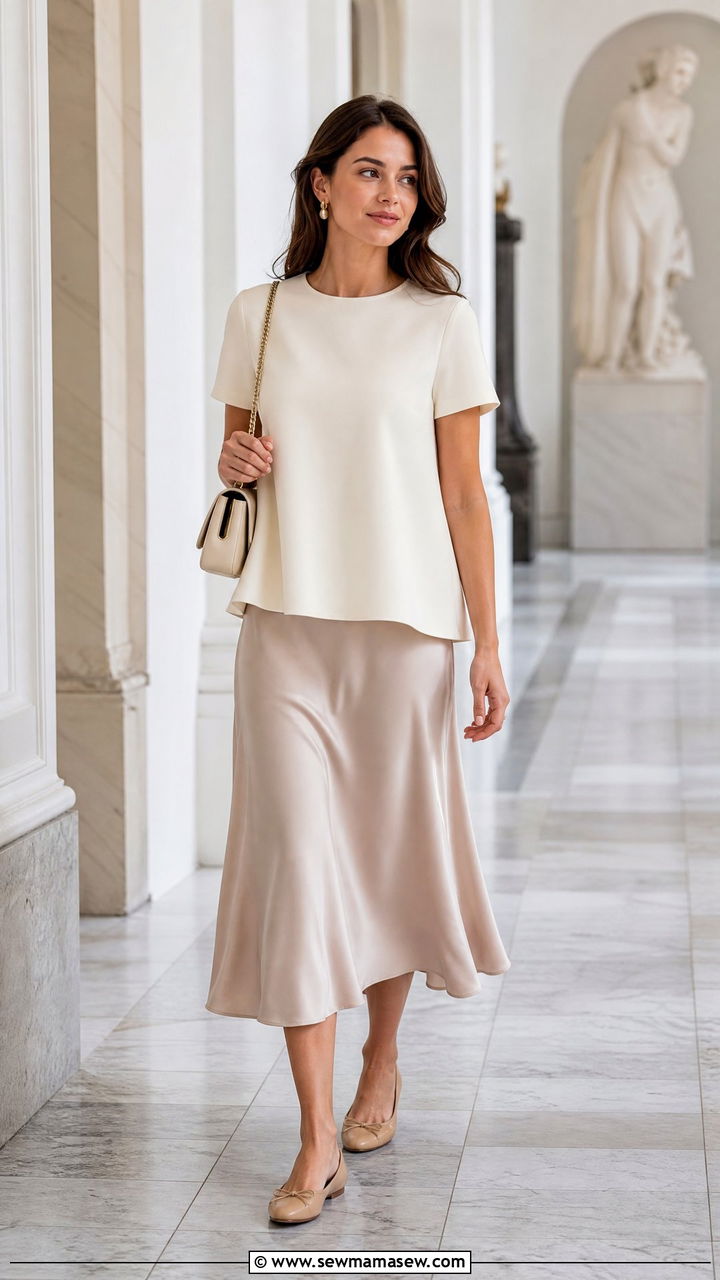 A Line Top With Midi Skirt - 20 a line top outfit ideas
