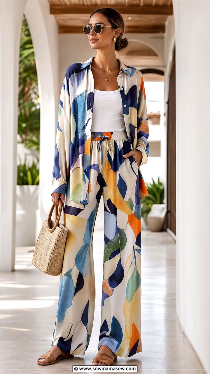 Abstract Print Top With Matching Pants - 20 abstract print top outfit ideas