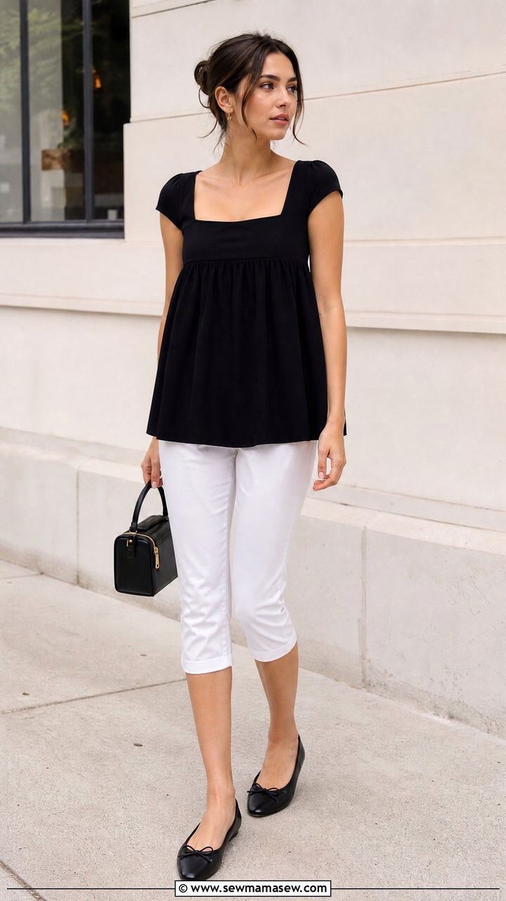 Babydoll Top With Capri Pants - 20 babydoll top outfit ideas