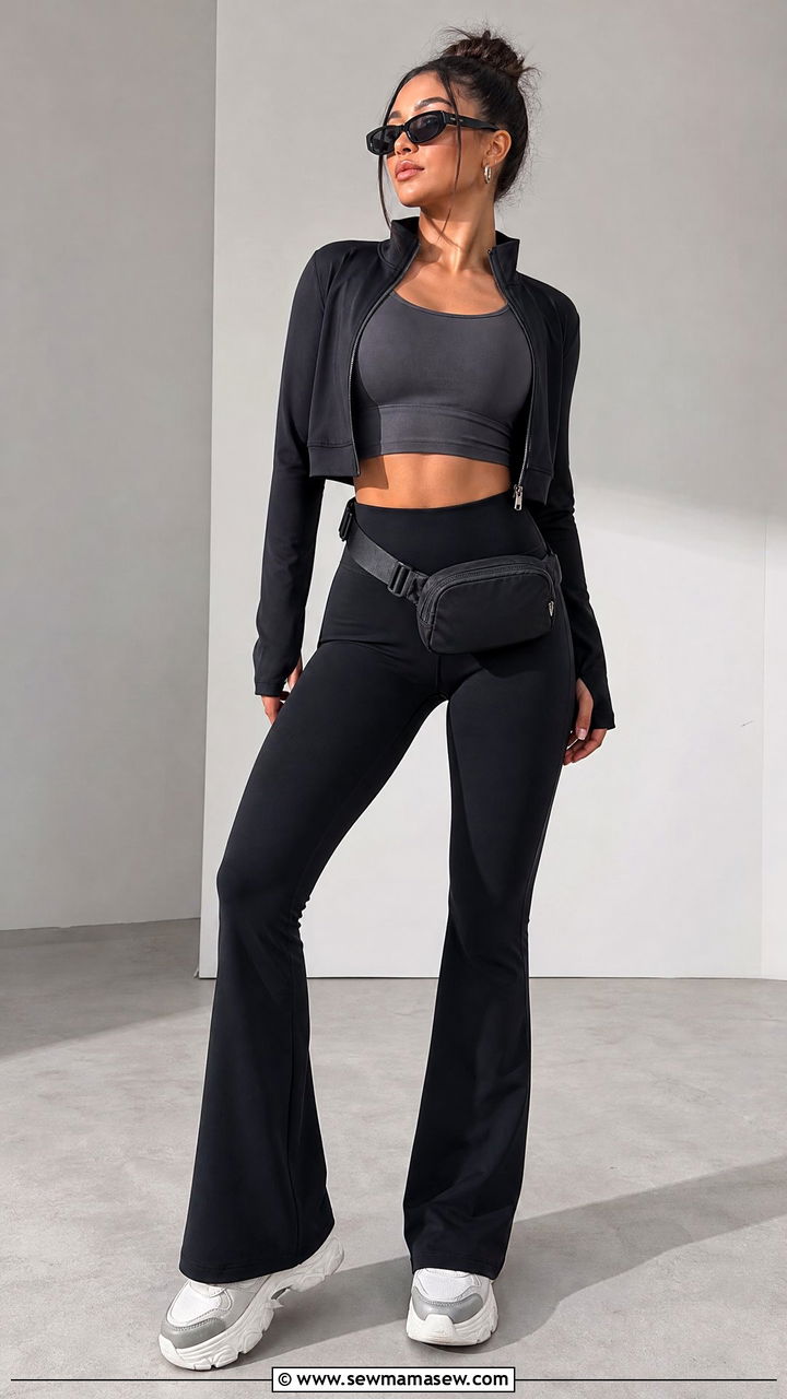 Baddie Crop Top With Flared Leggings - 20 baddie crop top outfit ideas