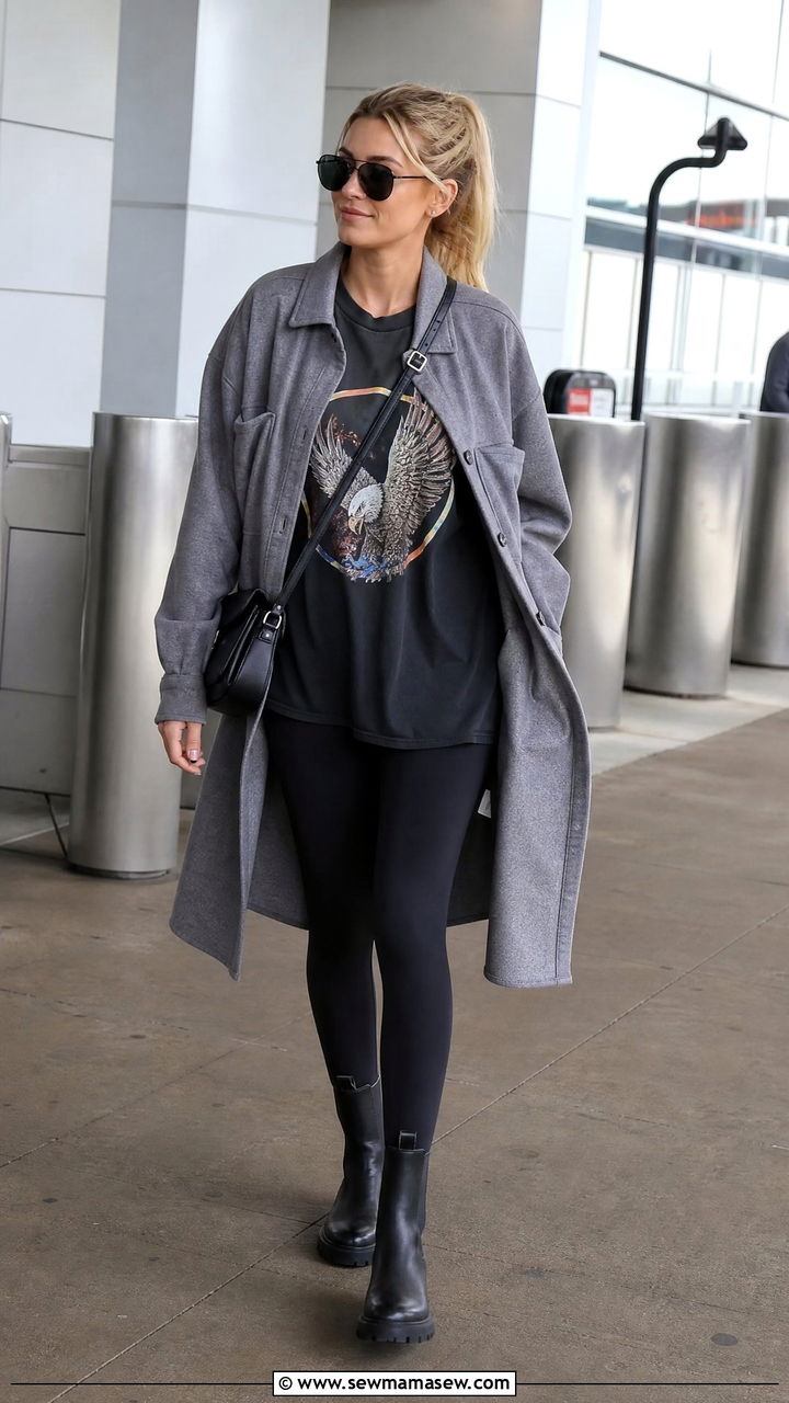 Band Tee With Leggings And Boots - 20 band tee outfit ideas