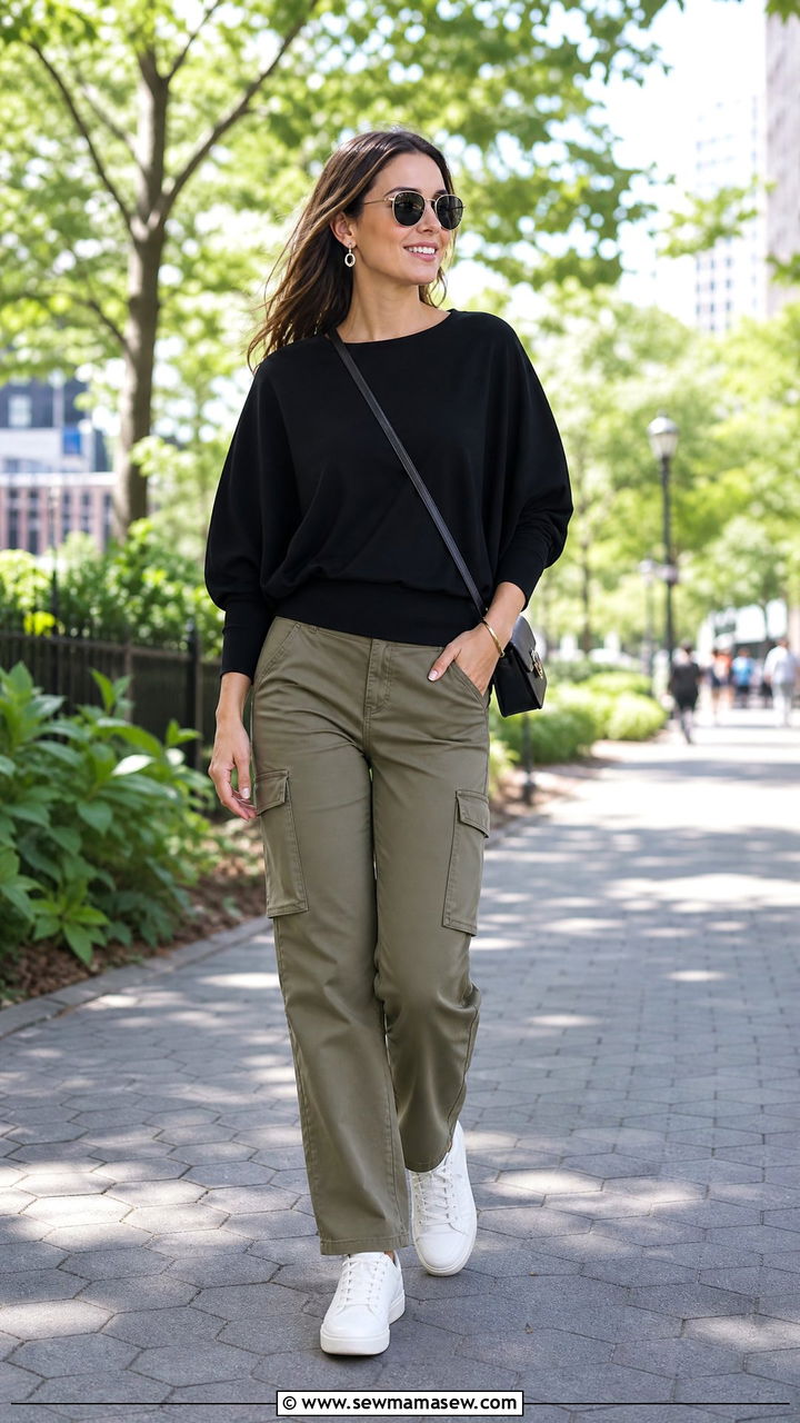 Batwing Top With Cargo Pants Outfit - 20 batwing top outfit ideas
