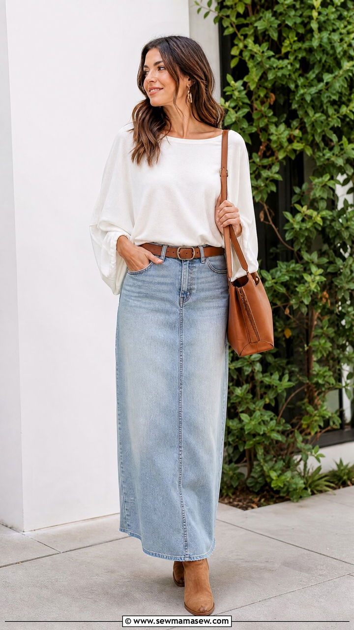 Batwing Top With Maxi Skirt Outfit - 20 batwing top outfit ideas