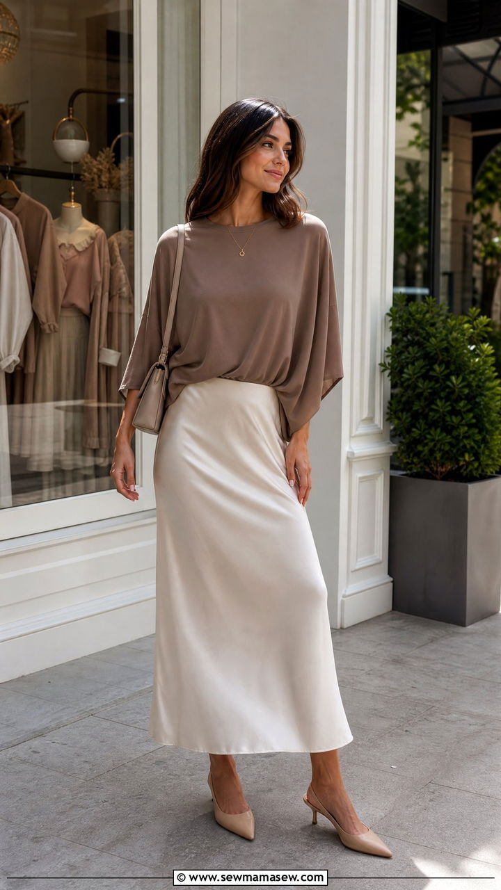 Batwing Top With Slip Skirt Outfit - 20 batwing top outfit ideas
