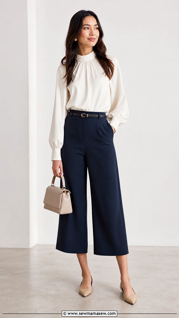 Bishop Sleeve Top With Culottes - 20 bishop sleeve top outfit ideas