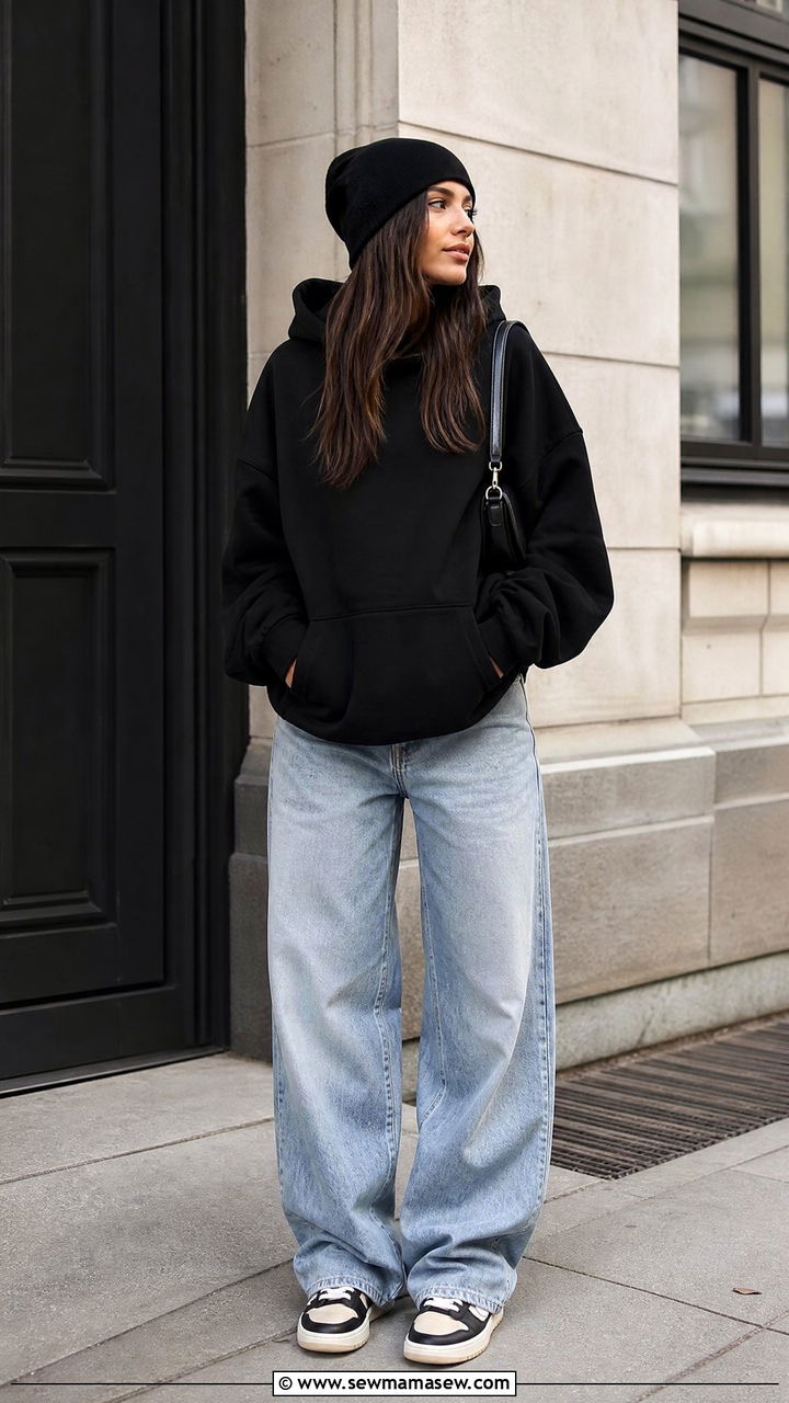 Black Hoodie With Baggy Jeans Outfit - 20 hoodie outfit ideas