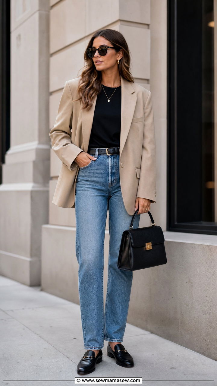 Black T Shirt With Blazer And Jeans - 20 black t shirt outfit ideas