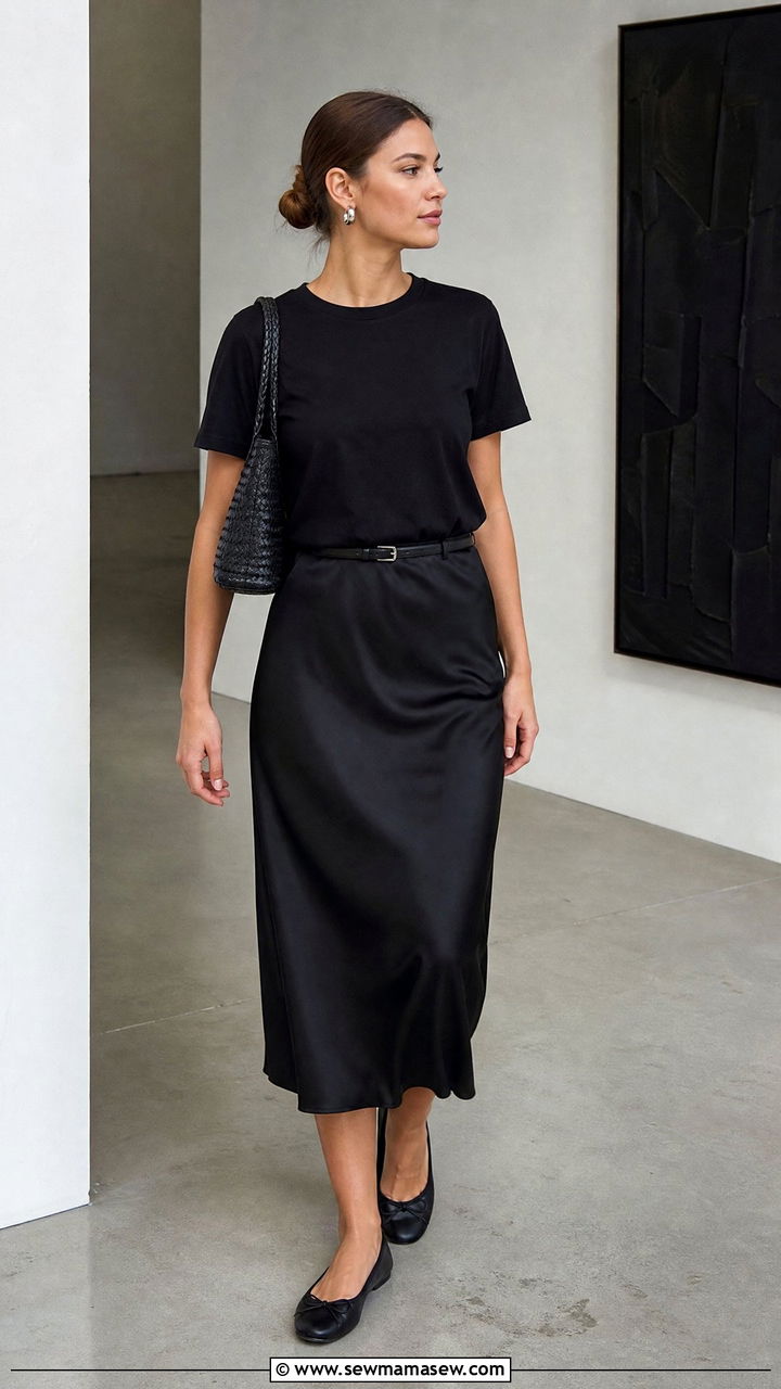Black T Shirt With Matching Black Skirt - 20 black t shirt outfit ideas