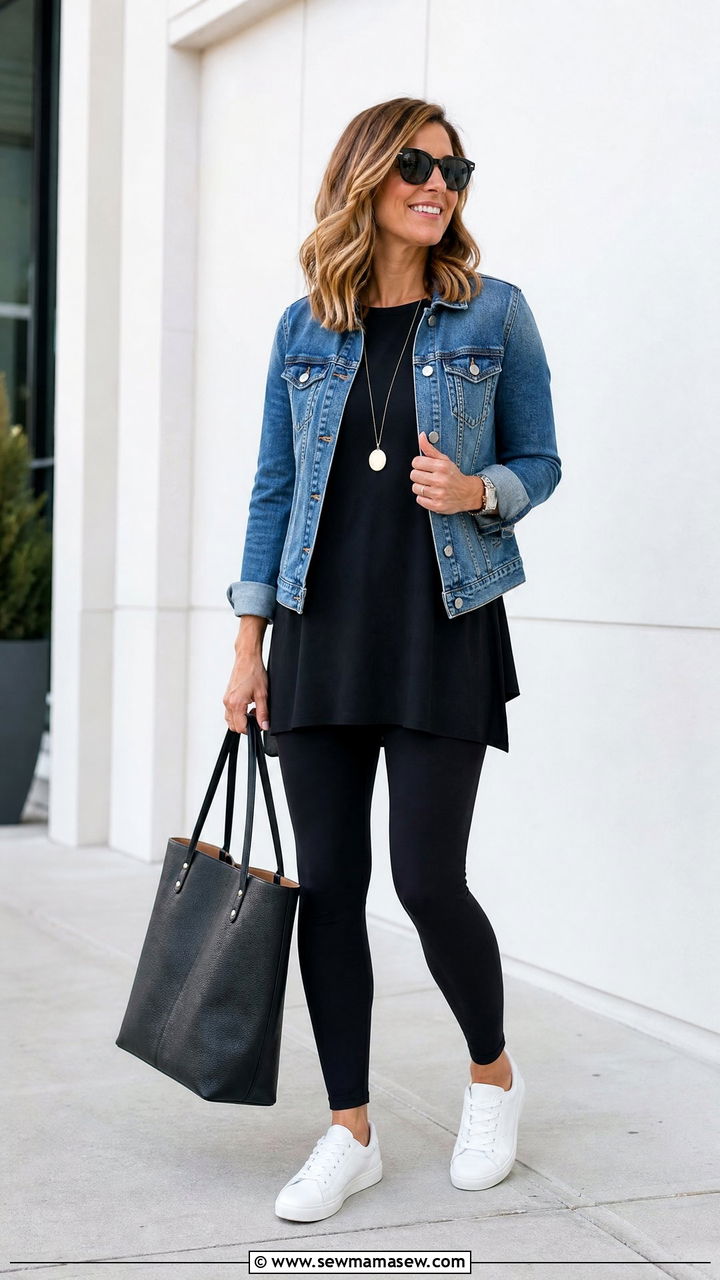 Black Tunic Top With Leggings - 20 tunic top outfit ideas