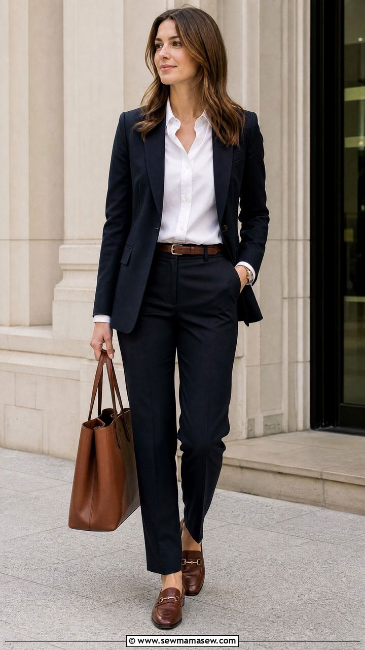 Blazer Top With White Button Down And Loafers - 20 blazer top outfit ideas