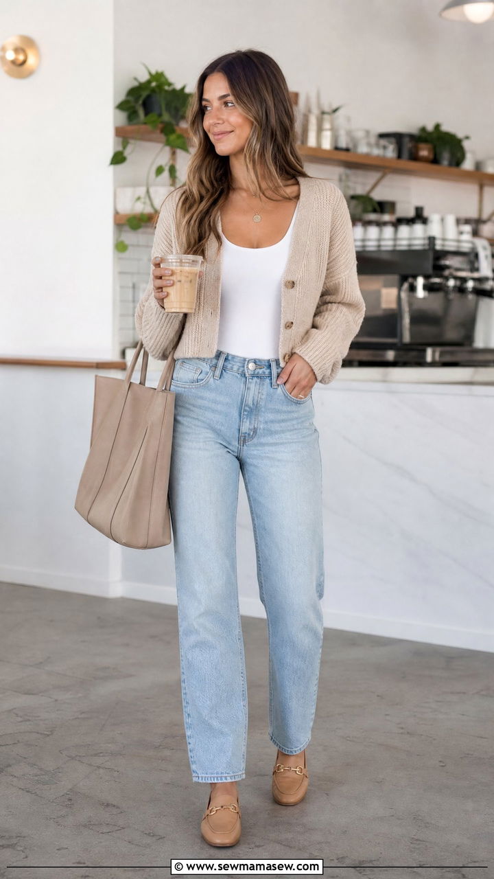 Bodysuit With Cardigan And Jeans - 20 bodysuit outfit ideas