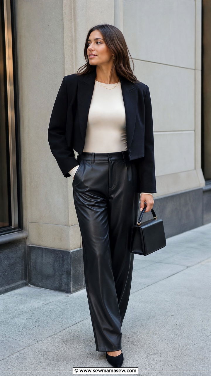 Bodysuit With Faux Leather Pants - 20 bodysuit outfit ideas