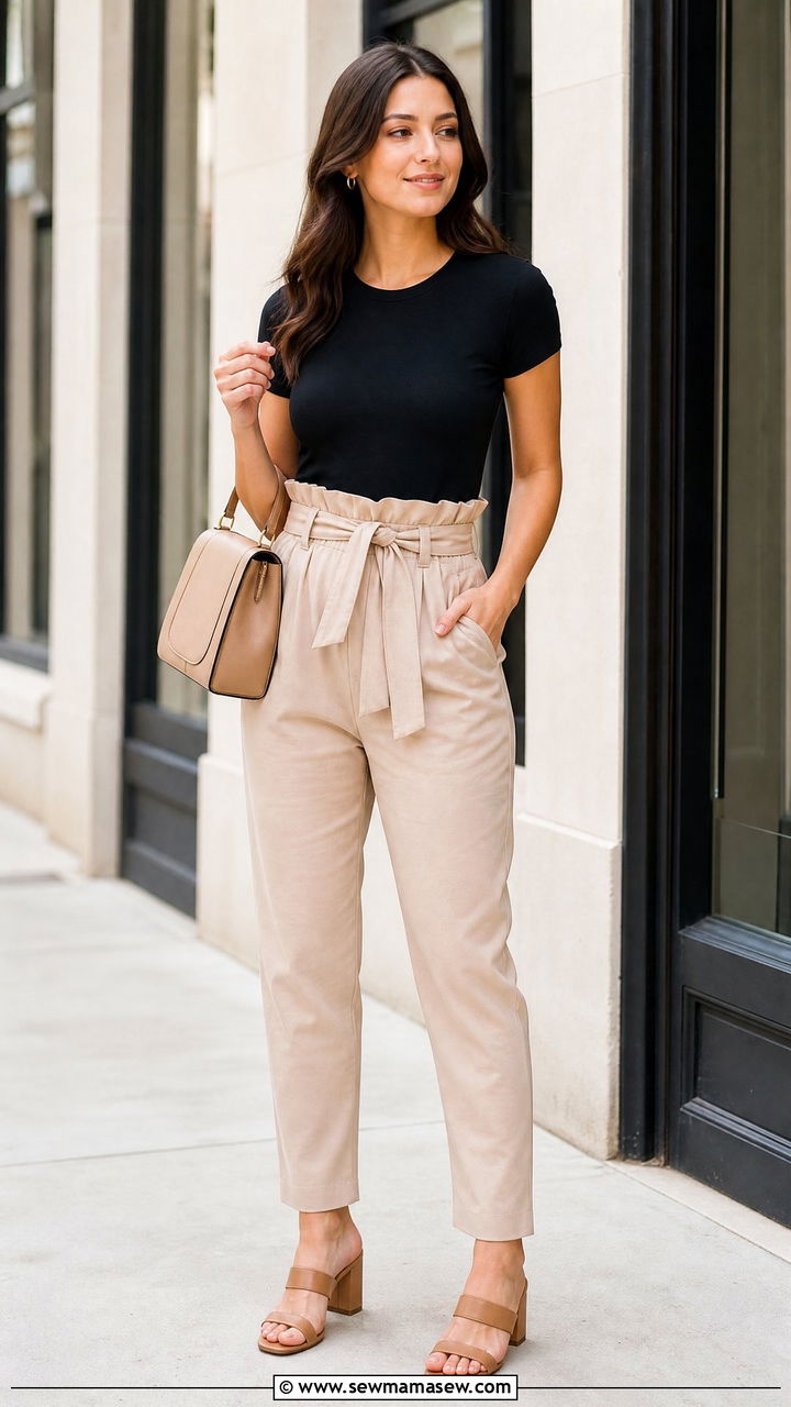 Bodysuit With Paperbag Pants - 20 bodysuit outfit ideas
