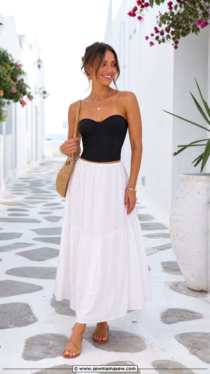 Bustier Top With A Maxi Skirt - 20 bustier top outfit ideas