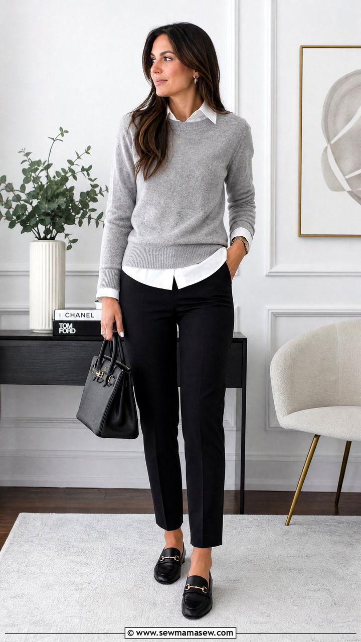 Button Down Shirt Under Sweater Top Outfit - 20 layered top outfit ideas