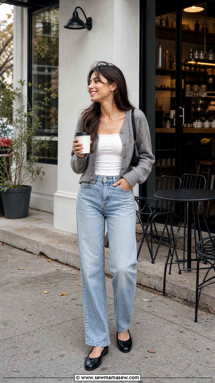Cami Top With Cardigan And Jeans - 20 cami top outfit ideas