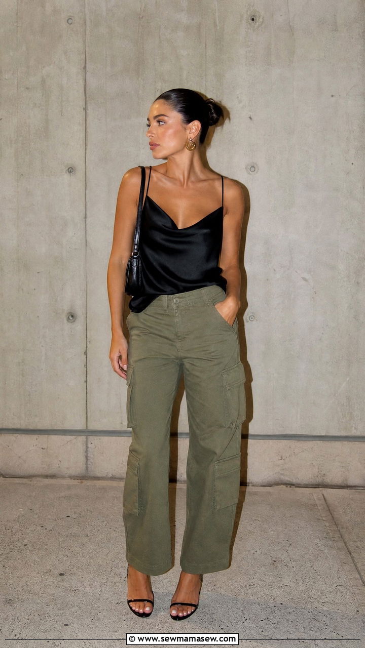 Cami Top With Cargo Pants - 20 going out cami top outfit ideas