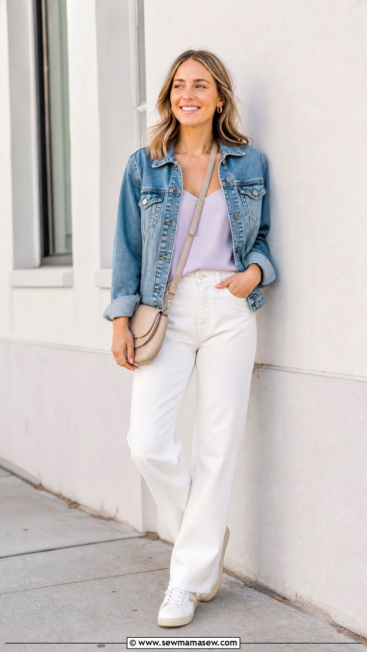 Cami Top With Denim Jacket - 20 cami top outfit ideas