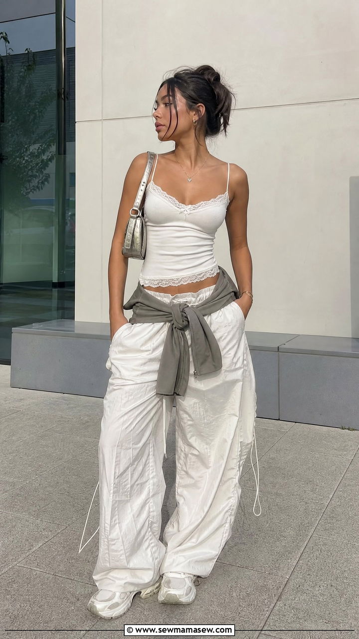 Cami Top With Parachute Pants Outfit - 20 y2k top outfit ideas