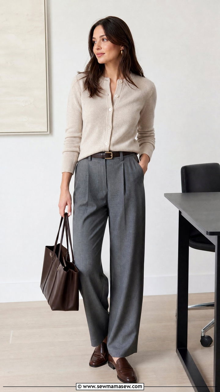 Cardigan Top Work Outfit - 20 work top outfit ideas