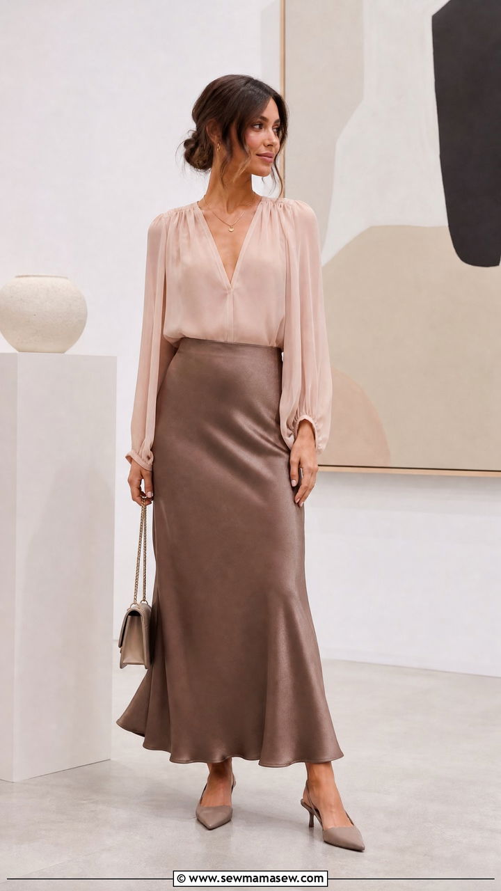Chiffon Blouse With Slip Skirt - 20 chiffon blouse outfit ideas